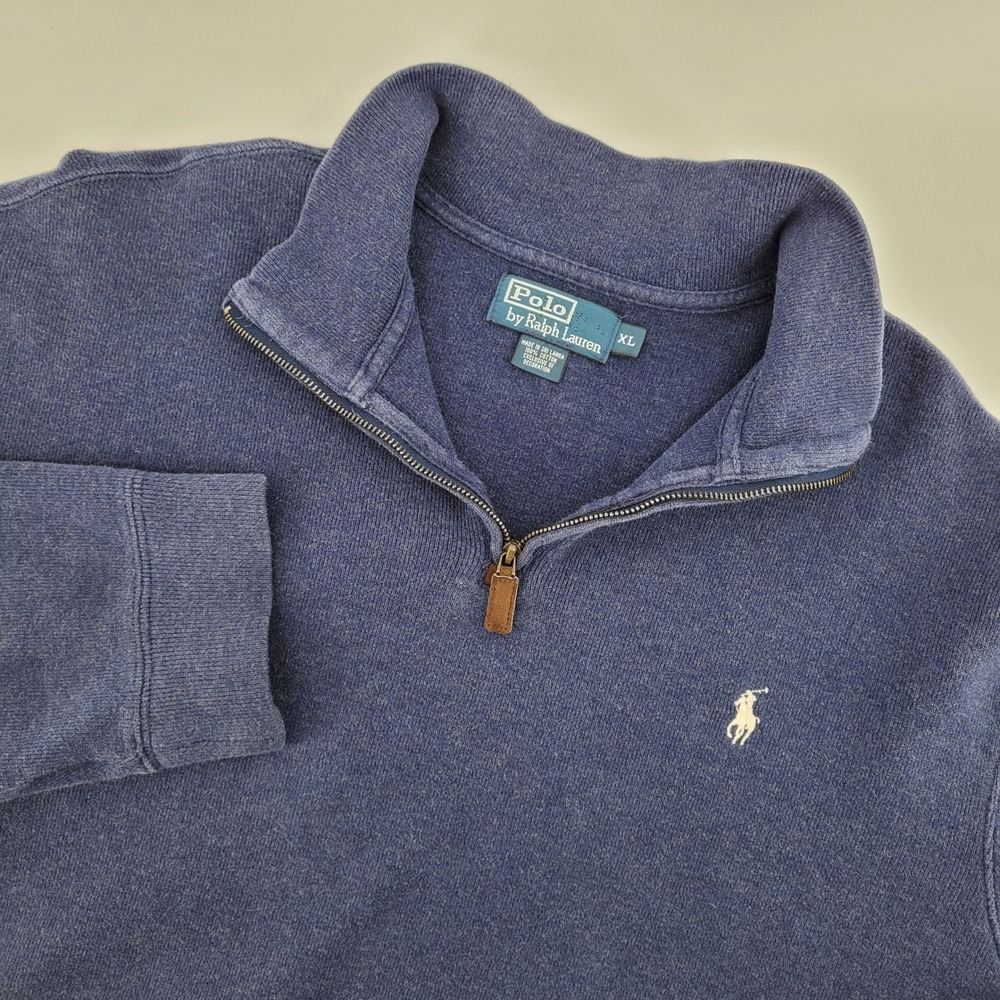 Polo Ralph Lauren 1/4 Zip Pullover XL Sweatshirt Navy Blue Cotton